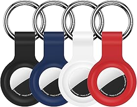Paquete de 4 llaveros compatibles con AirTag, llavero de silicona, para llavero, anillo, etiquetas de cubierta, rastreador GPS, buscadores de etiquetas, accesorios para niños, bolsos, equipaje