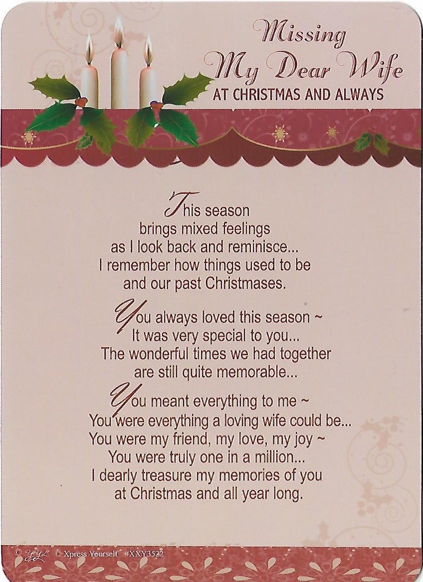 In Loving Memory Graveside Memorial Card - Missing My Dear Wife At Xmas and Always