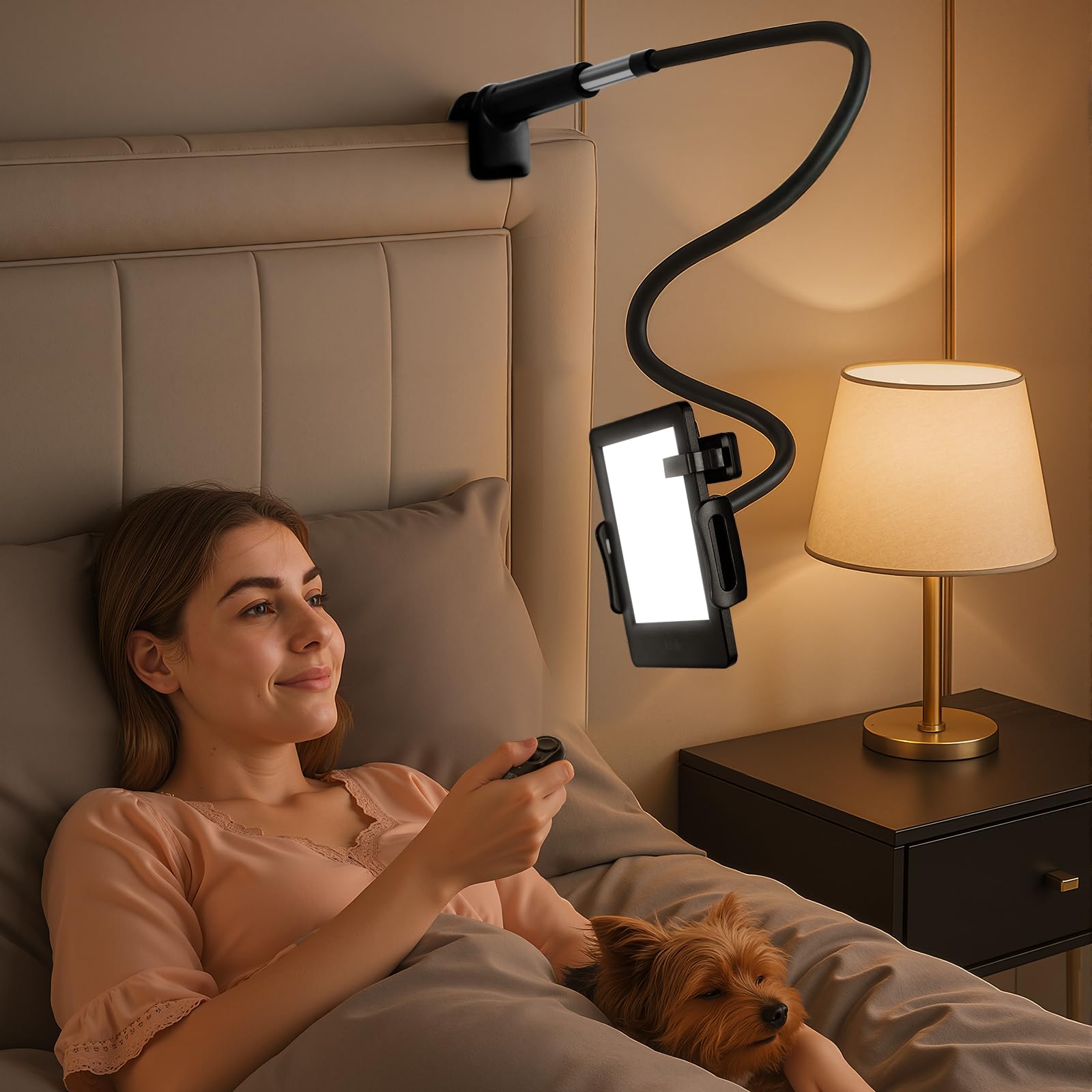 USOR Supporto per tablet a collo d'oca con telecomando per Kindle, supporto regolabile per leggere Kindle a letto, regali per gli appassionati di lettura
