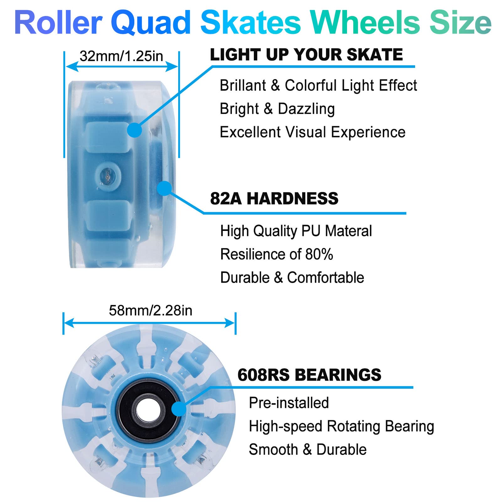 NONMON 4 Wheels for Skateboard Skates, 58 mm 82 A PU Soft Wheel with 608 RS ABEC 9 Bearings, Replacement Wheels Set for Quad Skates Double Row Skates, Black NONMON 4 Wheels for Skateboard Skates, 58 mm 82 A PU Soft Wheel with 608 RS ABEC 9 Bearings, Replacement Wheels Set for Quad Skates Double Row Skates, Black