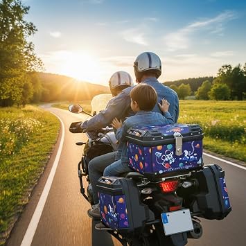 45L Motorbike Tail Box, Waterproof Detachable Motorcycle Top Box with Lock & Back Cushion, Fit for 99% of Motorcycle Frames (Dark Knight, 45L)