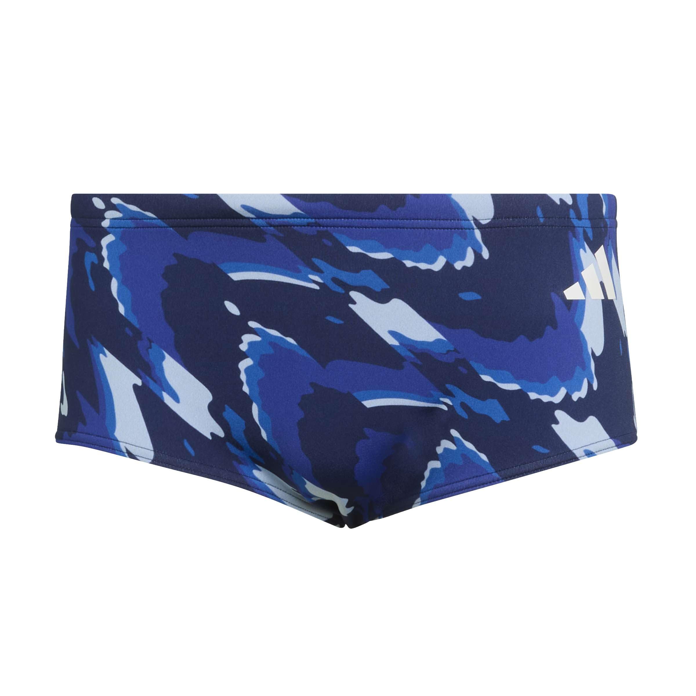 adidas Men's Ripstream Team Graphic Swim Wide Trunks Swimwear, Dark Blue/semi Lucid Blue, 32