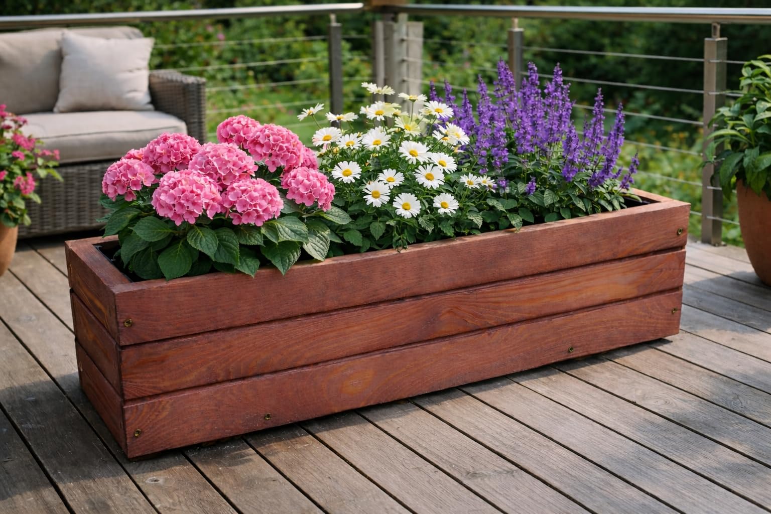 dreibein blumenständer Gartenfackel Blumenampel Dreibein Holz – UNUS main image 1