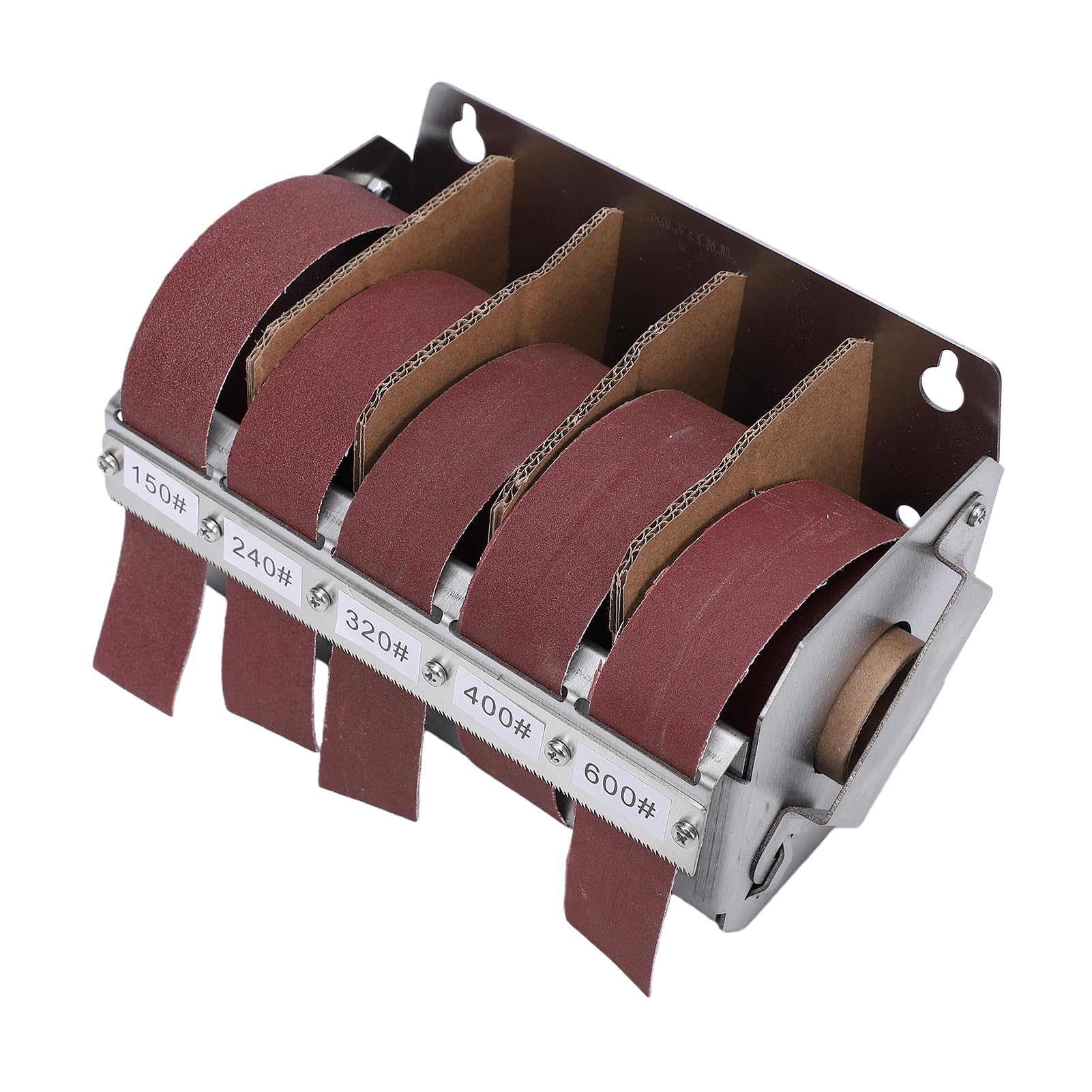 Schleifleinenrolle mit 5 Körnungen, 25 Mm X 6 M Schleifpapierrolle mit Spender, Schleifpapier in den Körnungen 150, 240, 320, 400 und 600 für Holz, Metall, Möbel Autopolitur