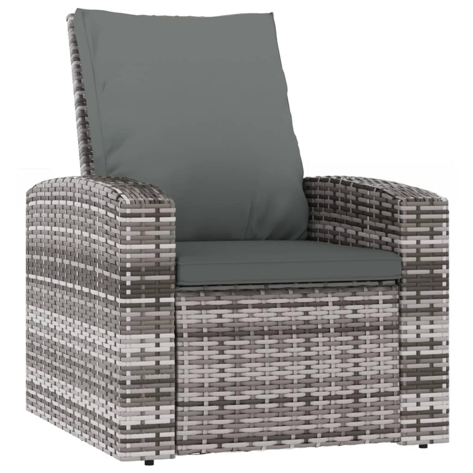 Homgoday Poltrona reclinabile da giardino con cuscini in rattan sintetico grigio, sedie da giardino poltrona da esterno terrazza balcone patio poltrona seduta mobili mobili casa sala da pranzo