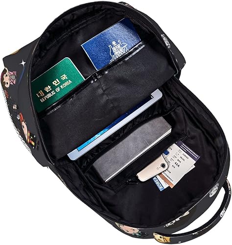 Miniatura 5 de Mochila de patrón simple Mochila portátil de dibujos animados Mochila ligera, Negro -, Mochilas Daypack