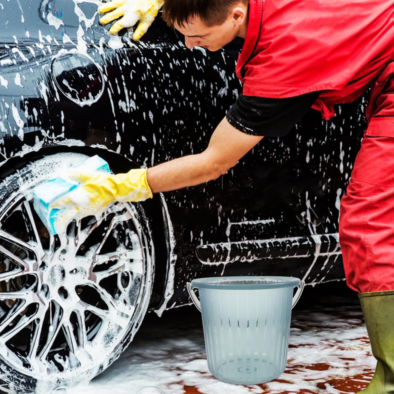 3 Gallon Plastic Water Bucket with Handle Transparent Portable Water Storage Pail for Home Bathing Car Washing Outdoor Cleaning and Gardening