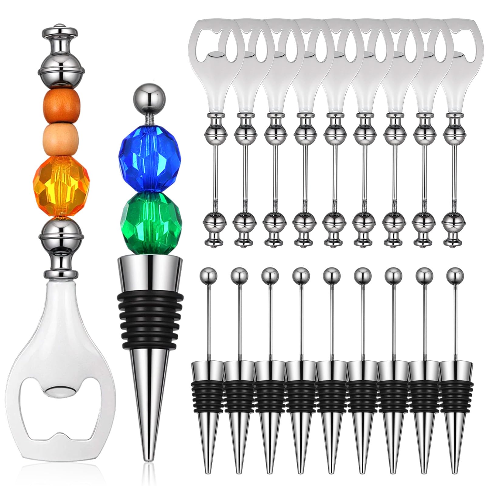 Photo 1 of ***MISSING PARTS***
Ckhoid 20PCS Beadable Wine Stoppers Bulk Beadable Beer Opener Set, Reusable Alloy Bottle Opener with Decorative Beaded, Bead Metal Silver Wine Stoppers for Glass Beverage Crafts Fall Bar Party Favor