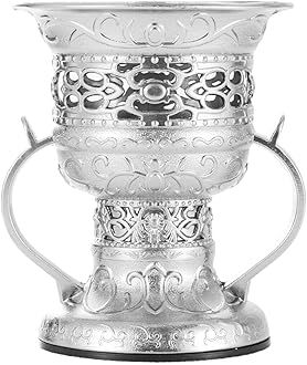 Incense Censer, Bakhoor Burner, Charcoal Incense Burner, Incense Burner with Handle Tongs for Yoga, Spa Aromatherapy (Silver)