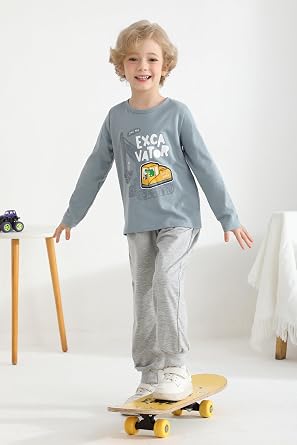 Resinta 4 Pack Toddler Boys Cotton Long Sleeve T-Shirts with Prints Baby Boys Pullover Crewneck Shirts Assorted Everyday Tops