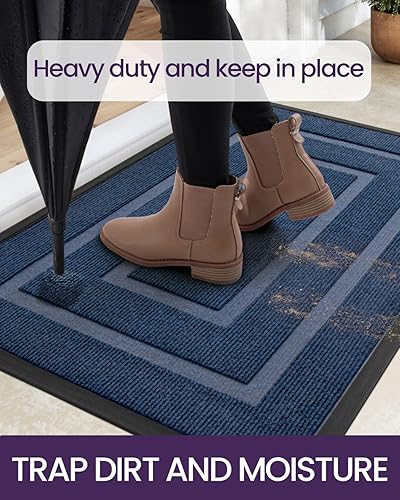 Miniatura 5 de DEXI Tapete para puerta delantera, entrada exterior, tapete con parte trasera de goma resistente, resistente a las manchas y a la decoloración,
