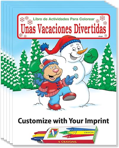 ZOCO - Unas Vacaciones Divertidas - Libros educativos para colorear para niños (paquete de 250 unidades, con crayones) - Vacaciones de invierno,
