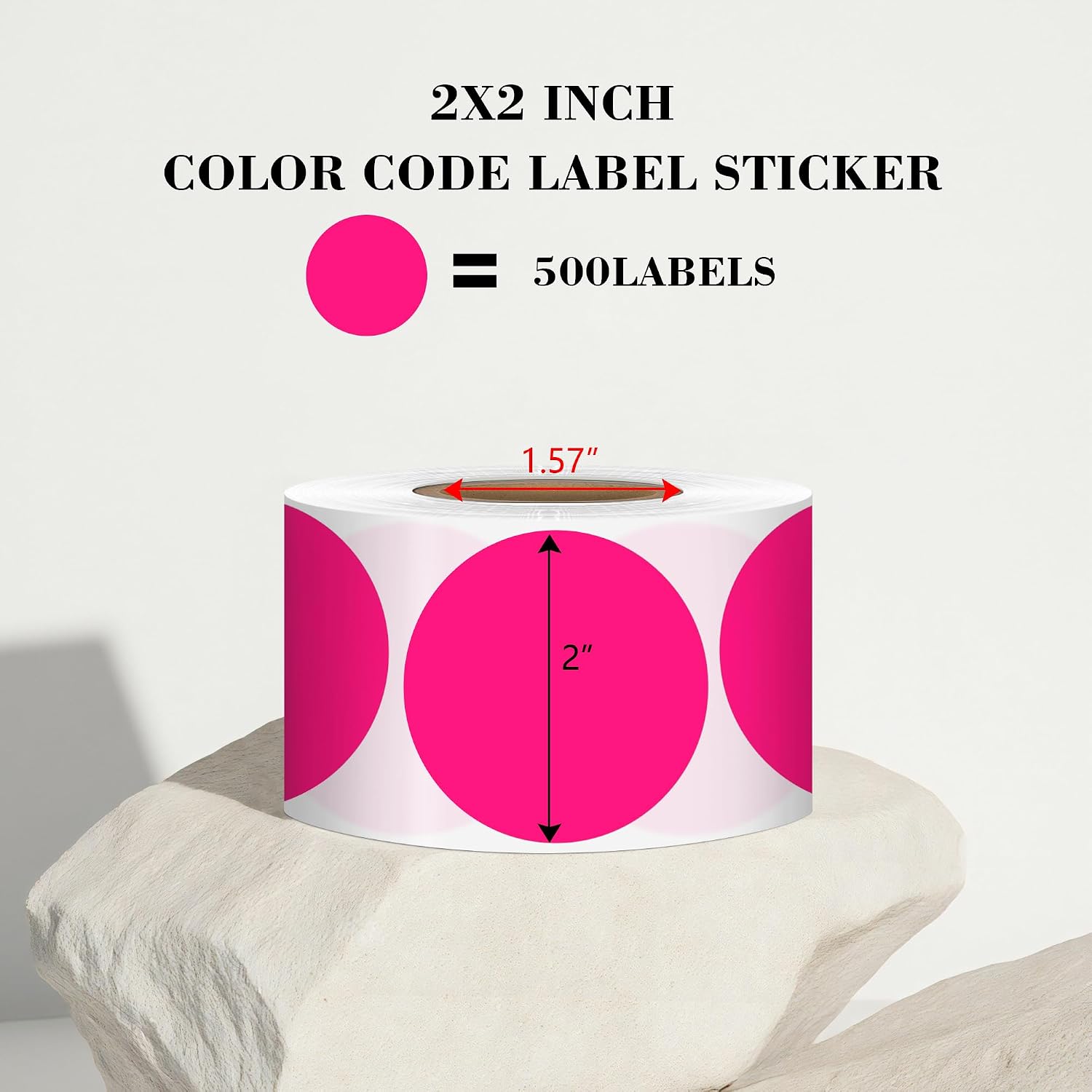 2 Inch Fluorescent Pink Dot Stickers,500 PCS Yard Sale Price Stickers