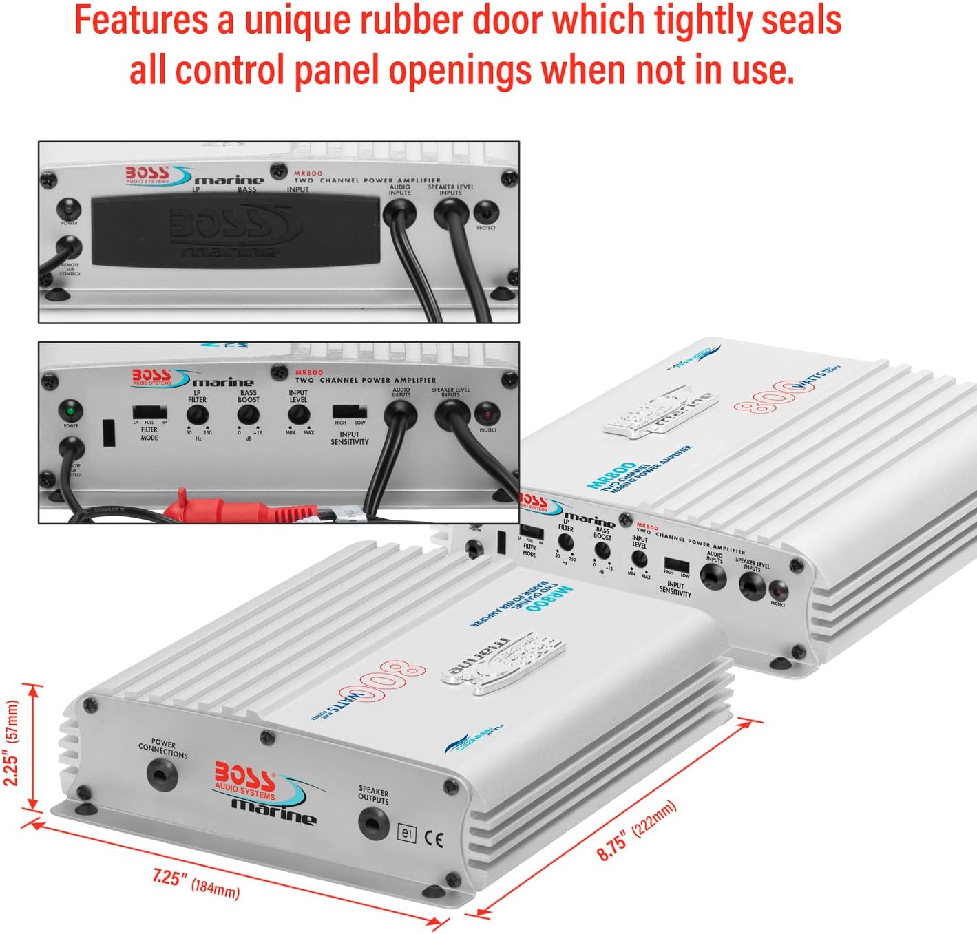 BOSS Audio Systems MR800 Marine Grade 800 Watt, 2 Channel, 2 4 Ohm Stable Class AB, Full Range, Bridgeable, Mosfet Power Supply Amplifier with Remote Subwoofer Control : Electronics