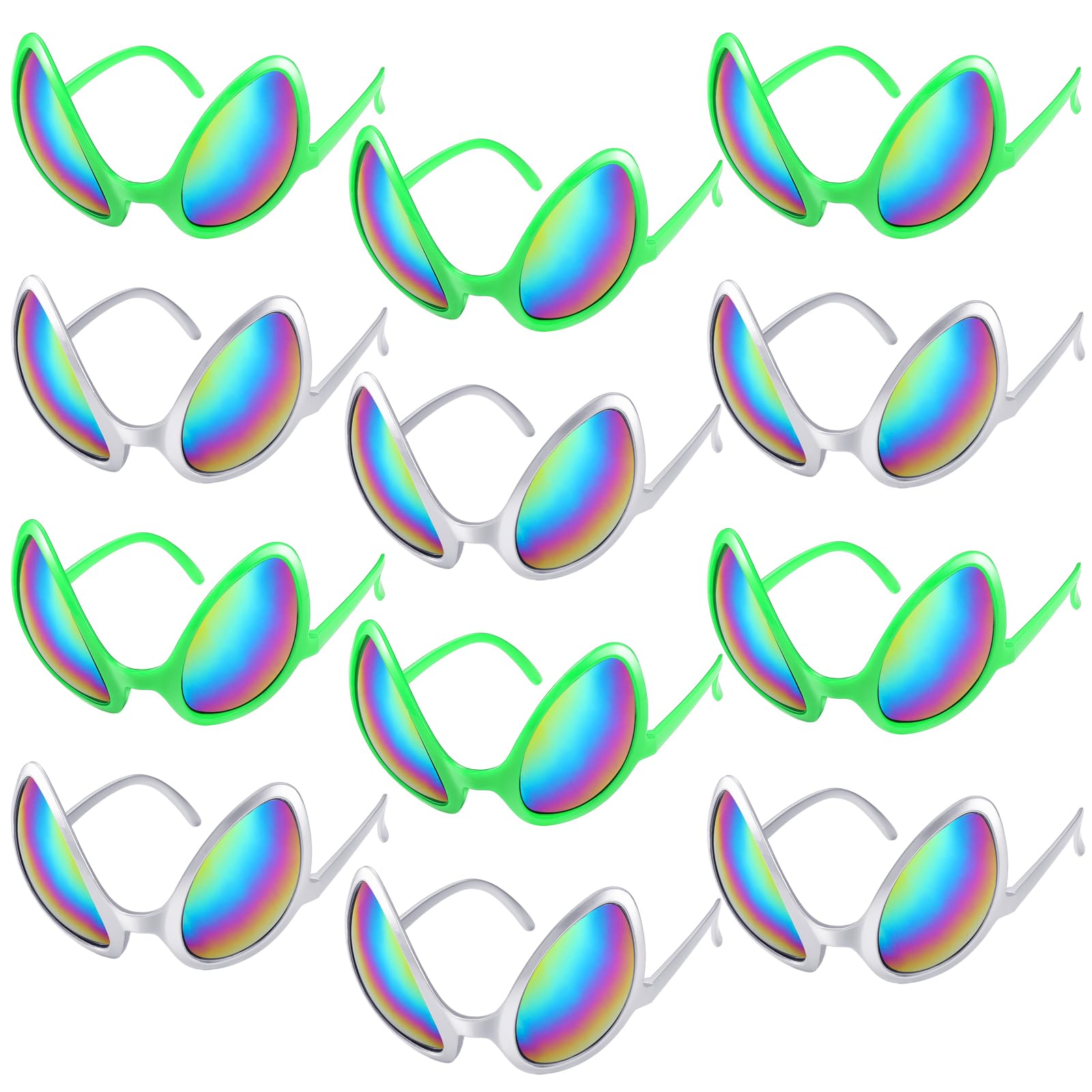 Bencailor 12 Pack Alien Glasses with Lenses Halloween Sunglass for Cosplay