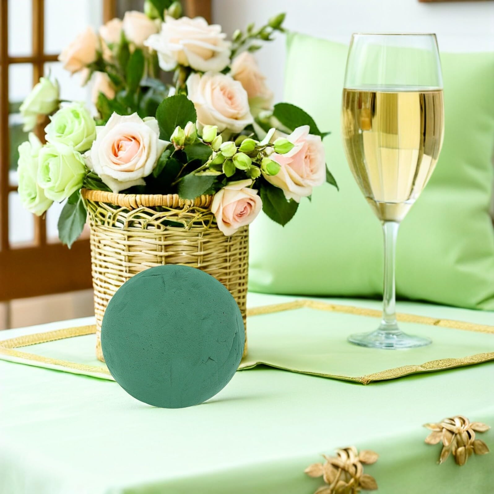 4 Stück Runde Grüne Steckschaumkugeln aus Nassschaum für Frische Blumen 15cm Bastelschaum für Blumenarrangements Hochzeit und Floristik