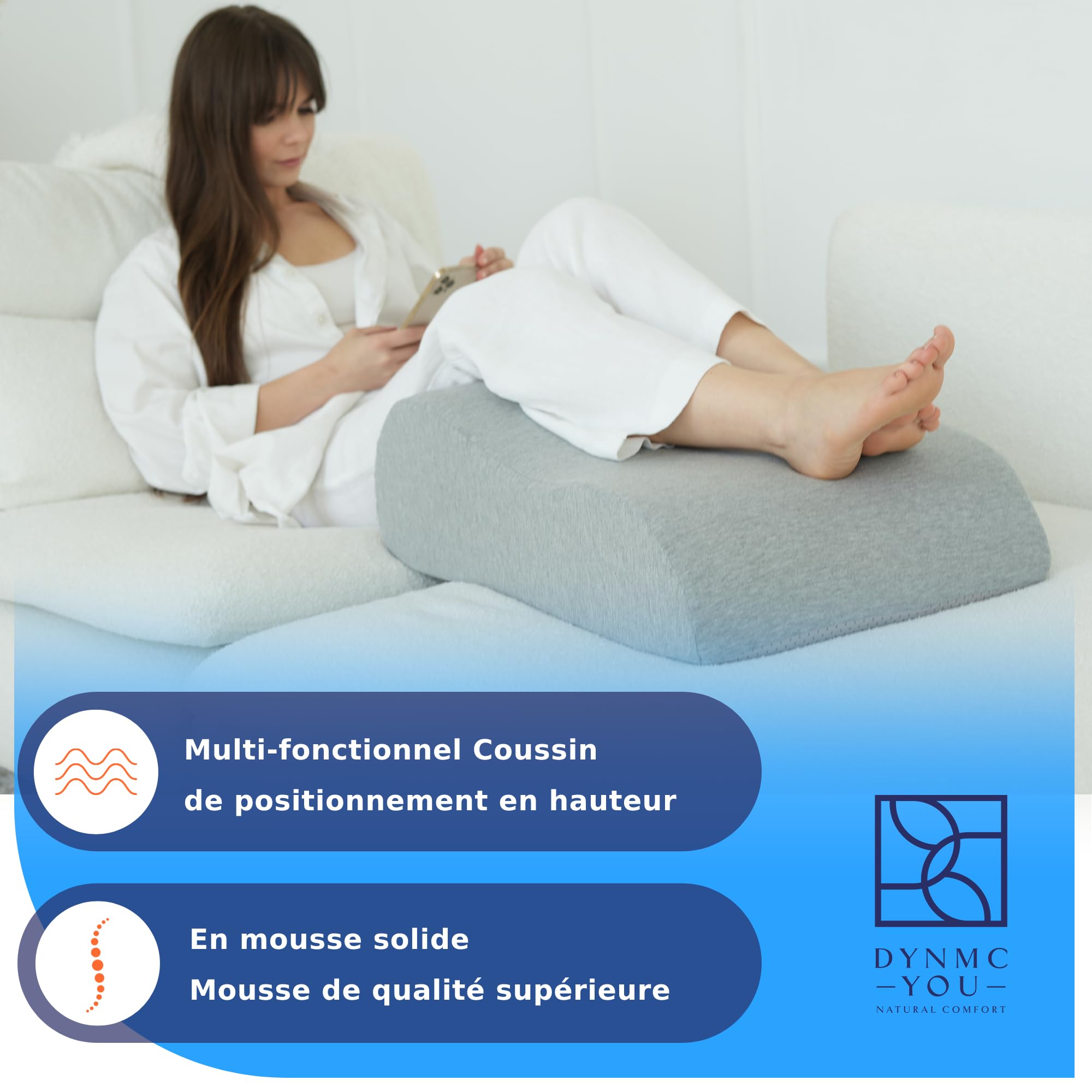 Coussin relève-jambes 20 cm – surélévation confortable pour jambes légères | Coussin de surélévation des jambes · jambes légères & détendues · repose-genoux & après opération · housse lavable · OEKO-TEX