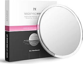 Mavoro Magnifying Mirror Suction Cups - Triple Suction Stick on Mirror with 7x Magnification Portable Travel Makeup Mirror Magnified Cosmetic Mirror with Cloth