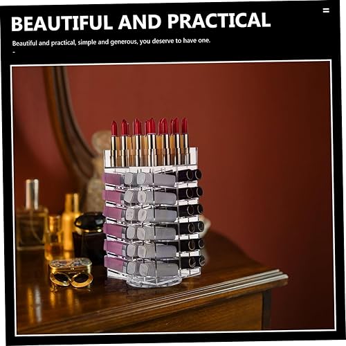 Miniatura 6 de Beatifufu 1 soporte giratorio de acrílico para lápiz labial, organizador de maquillaje desmontable para escritorio, solución de almacenamiento