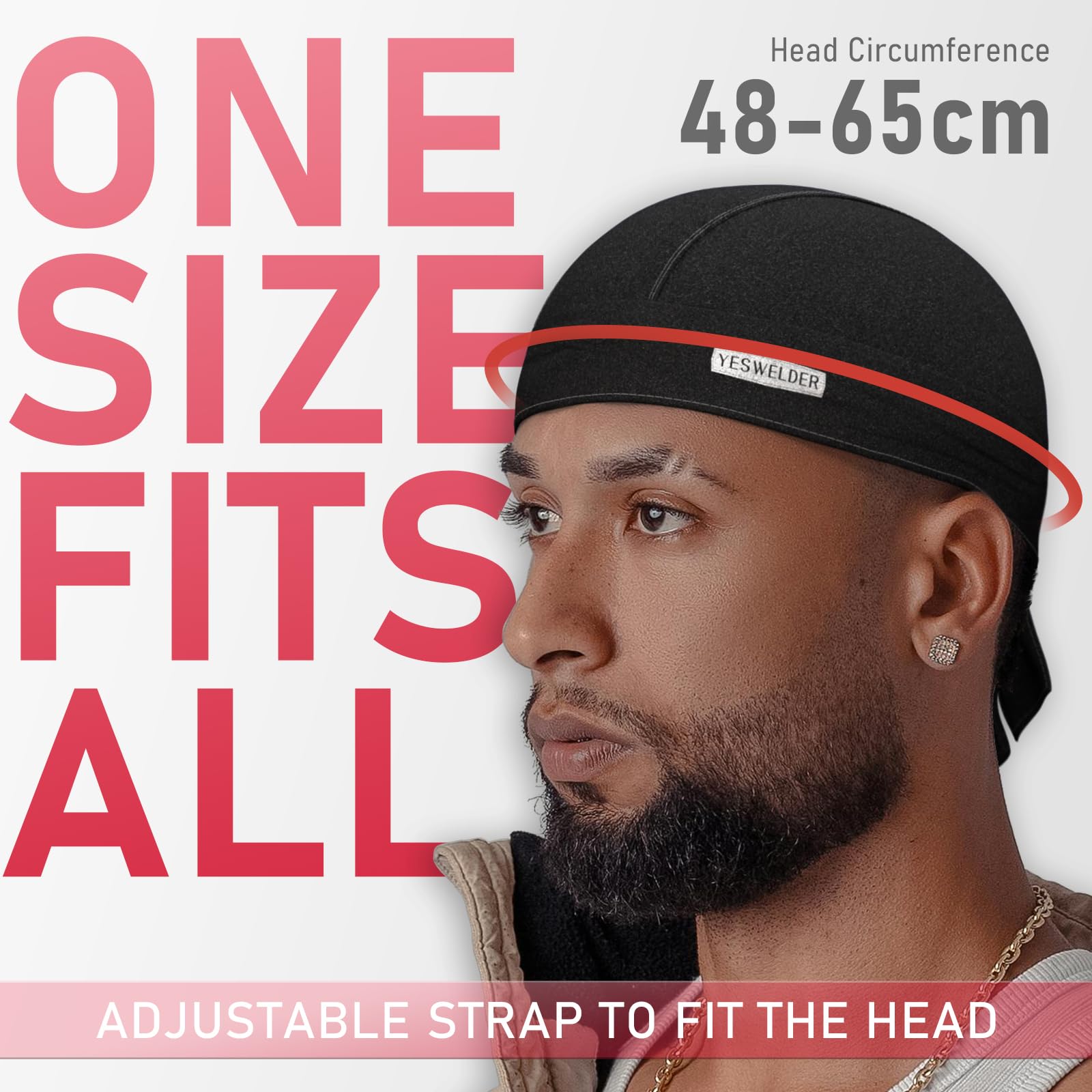 YESWELDER Welding Cap Flame-Resistant Protective Welders Cap Black Welding Hat for Men and Women Doo Rag Bandana Hat — view 5