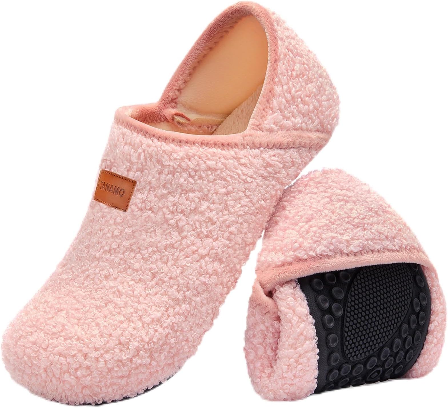 Tanamo Slippers for Women Men House Socks Shoes with Non-Slip Rubber Sole Fuzzy Fluffy Lining Slip-on Indoor Outdoor Jogging Yoga Dancing Walking Lightweight Unisex