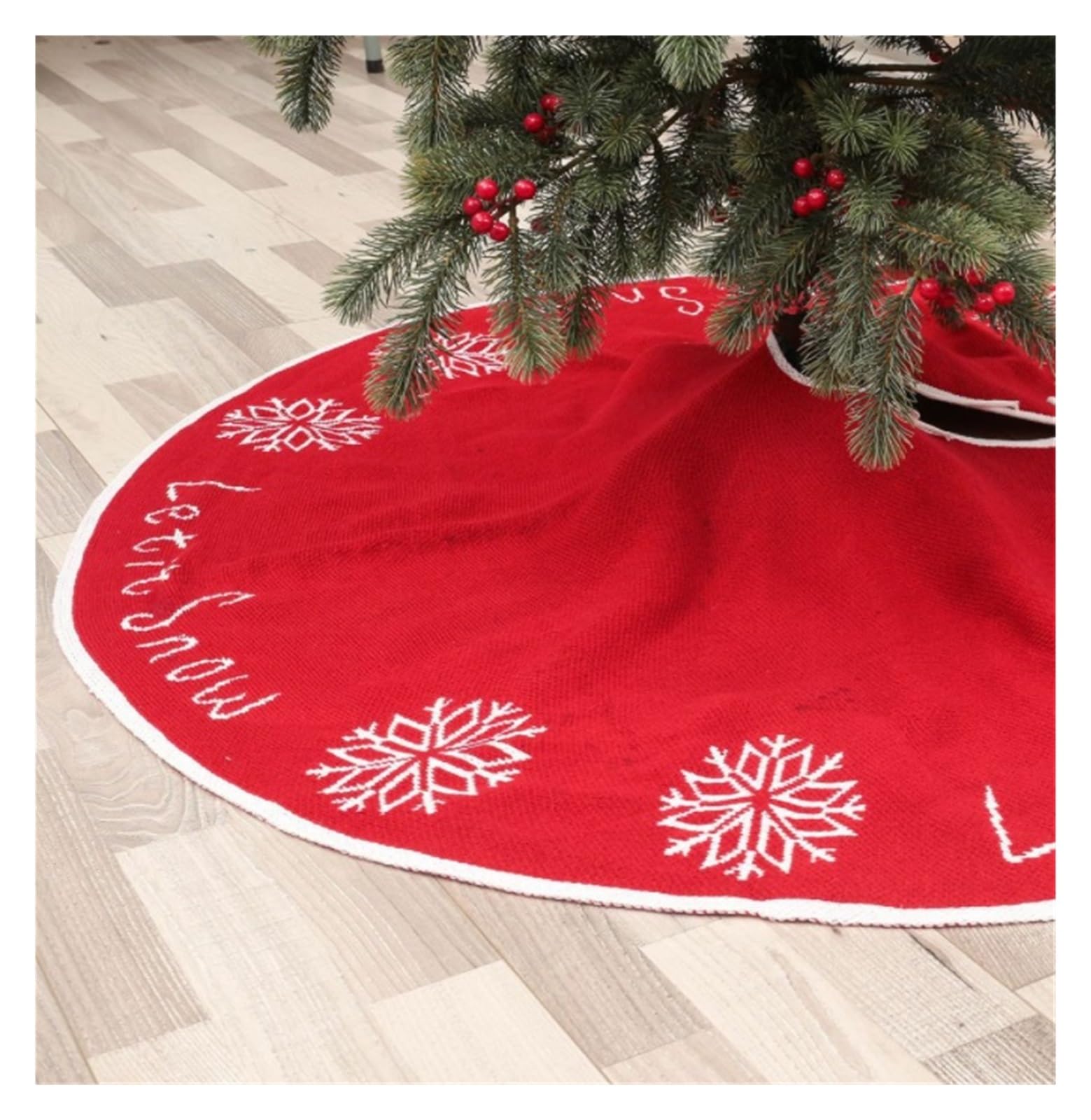 Tappeto sottostante Decorazione per albero di Nata Gonna for albero di Natale da 48 pollici con motivo a fiocco di neve for decorazioni natalizie e feste