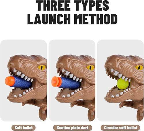 Miniatura 2 de Pistola de espuma de dinosaurio para pistola Nerf de 5 a 7 años, mini pistolas de juguete de dinosaurio para niños de 4 a 6 años, T-rex y Triceratop