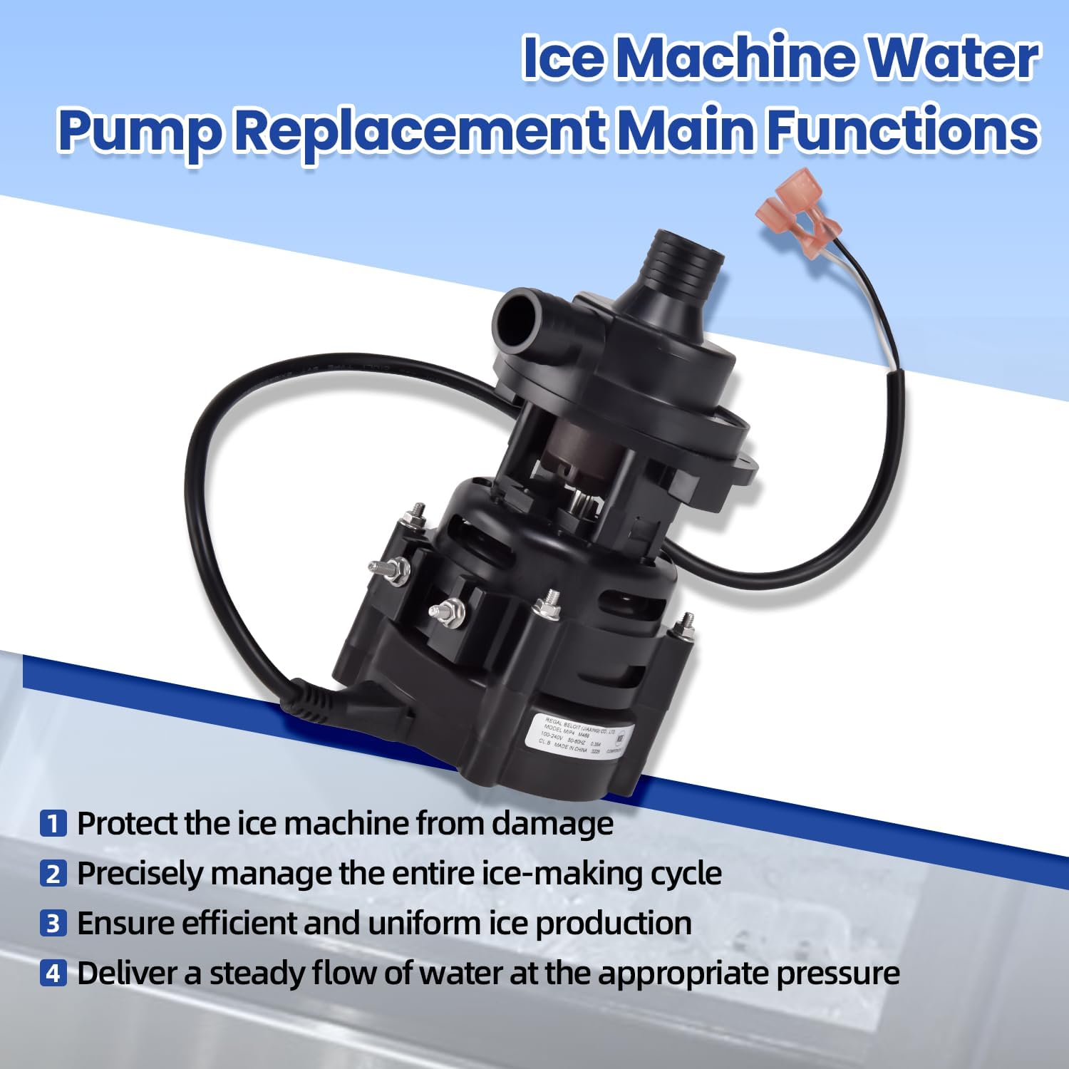 040005602 Ice Machine Water Pump 115V 60Hz 0.35A Compatible with Manitowoc Ice Maker 2700 RPM Quiet Operation Water Pump
