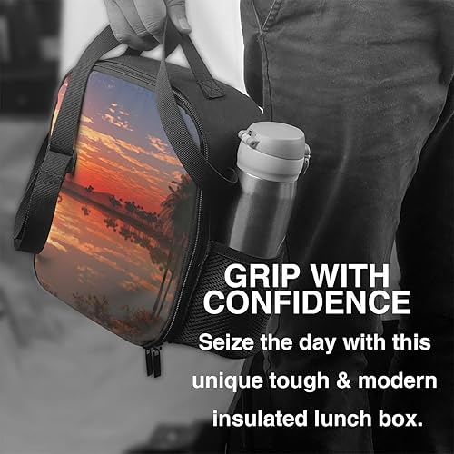 Miniatura 5 de Lonchera para hombres y mujeres, con estampado de puesta de sol, bolsa de almuerzo aislada reutilizable portátil