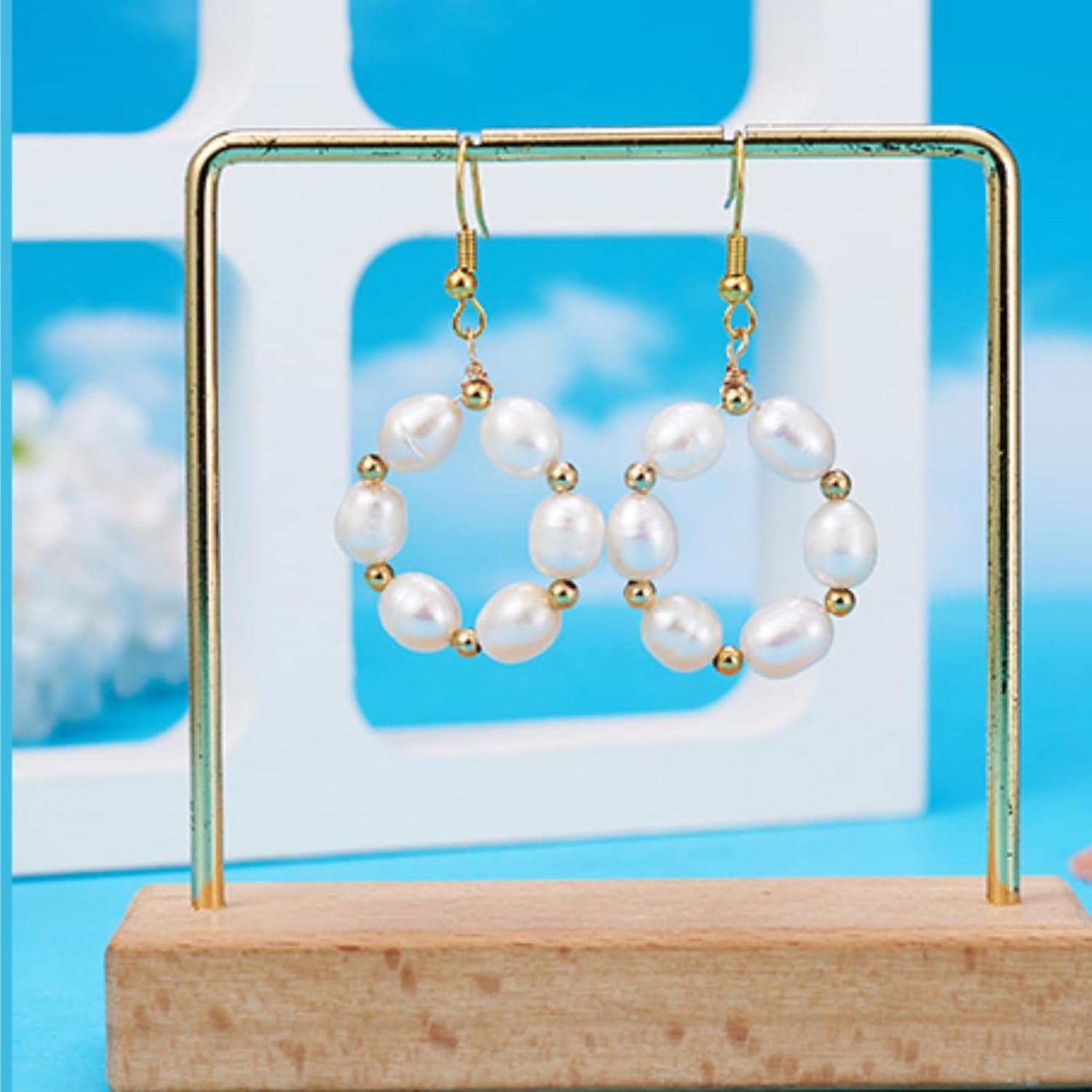Natural Pearl Beads for Jewelry Making Freshwater Pearl Beads Cultured White Round Rice Seashell Pearls for Necklaces Bracelets Earrings (3 Strands, About 42Pcs/Strand)