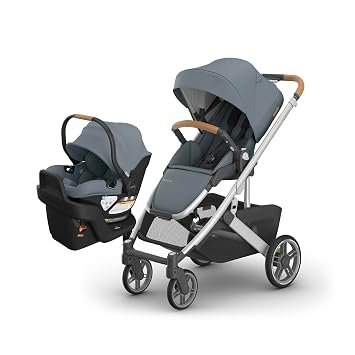 UPPAbaby Cruz V3 Stroller + Aria V2 Lightweight Car Seat Travel System Combo Toddler Seat, Bumper Bar, Bug and Rain Shield, Car Seat Base, and Infant Insert Included Callum Stone Blue