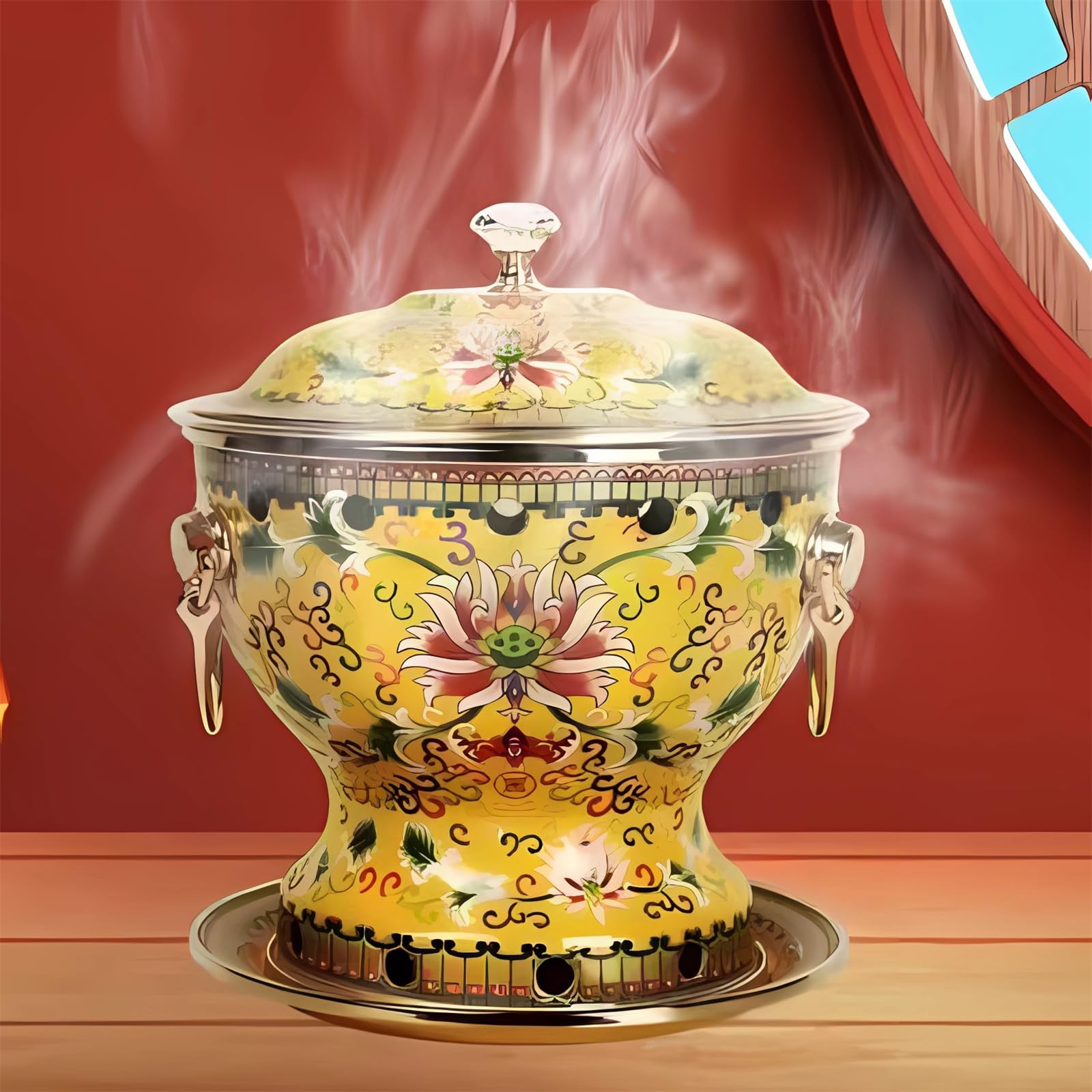 Amazon.com: 中式銅火鍋,庫存烹飪小鍋附蓋子,蒙古牛火鍋,銅火鍋碳雙