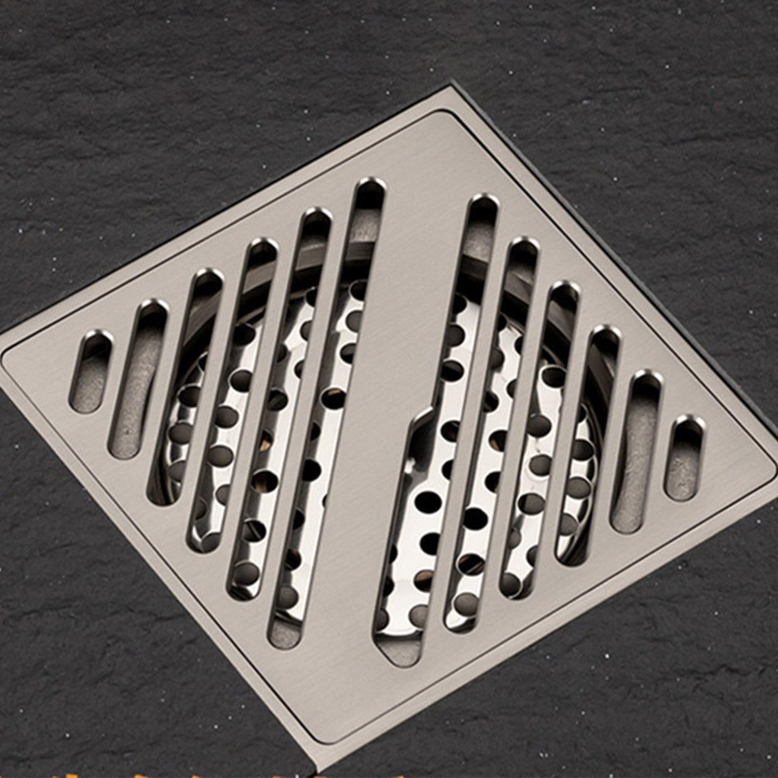 Desague Ducha Acero Inoxidable Desagüe de Suelo Gris Pistola Sumidero Ducha Rayas Diagonales Piso Desagüe Ducha 100 * 100mm Canal de Ducha Moderno y Sencillo para Baño Cocina Aseo