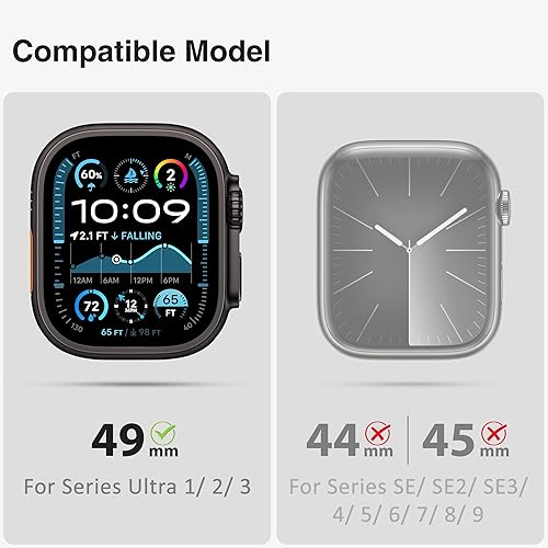 Miniatura 3 de ULTIMAL Correa resistente con funda para Apple Watch de 1.929 in, correa protectora a prueba de golpes de grado militar para hombres, correa de