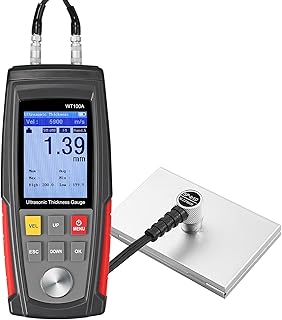 Digital Ultrasonic Thickness Gauge Meter with Calibration High Resolution Data Storage Backlight LCD,Thickness Meter Steel Metal Thickness Tester for Steel Aluminum Metal Copper Plate