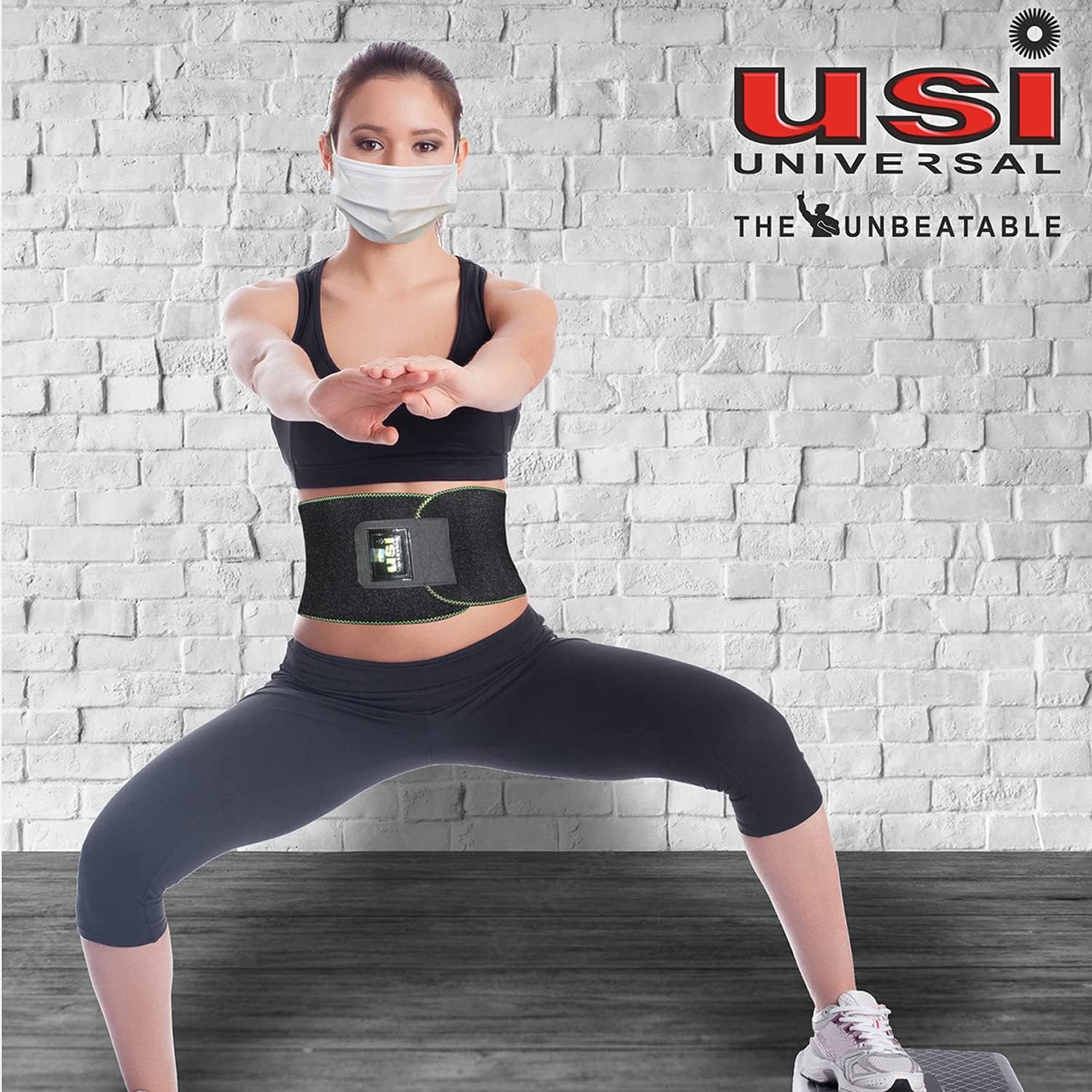 USI UNIVERSAL Pas potowy, 790TTN czarny super pot pas trymer brzucha i plecy podparcie lędźwiowe, opaska podtrzymująca plecy i modelowanie brzucha, bielizna modelująca utratę masy ciała
