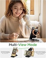 Vista 5 de Estación de carga inalámbrica para Samsung Cargador inalámbrico Galaxy Watch 8/7/6/5/4/3 Active 2/1 Stand Galaxy S25 Negro