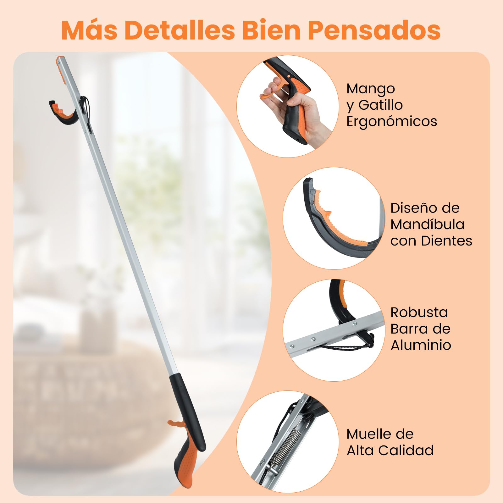 GYMAX Pinza Larga de 88 CM, Herramienta Portátil de Aluminio con Garra Antideslizante, Recogedor para Basura, Ligera para Recoger Residuos, para Personas Mayores (2)