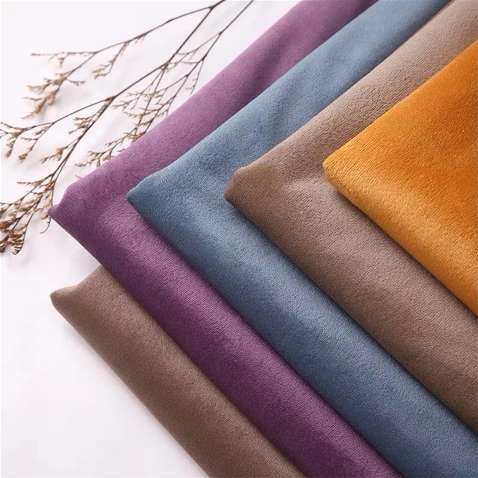 Tessuto cotone 1/3/5M tessuto fai da te for cucire tessili for la casa abbigliamento copertura del cuscino del divano decorazione della tenda sfondo velluto per Lavori Fai Da Te(Lake Blue,1M X 150cm)