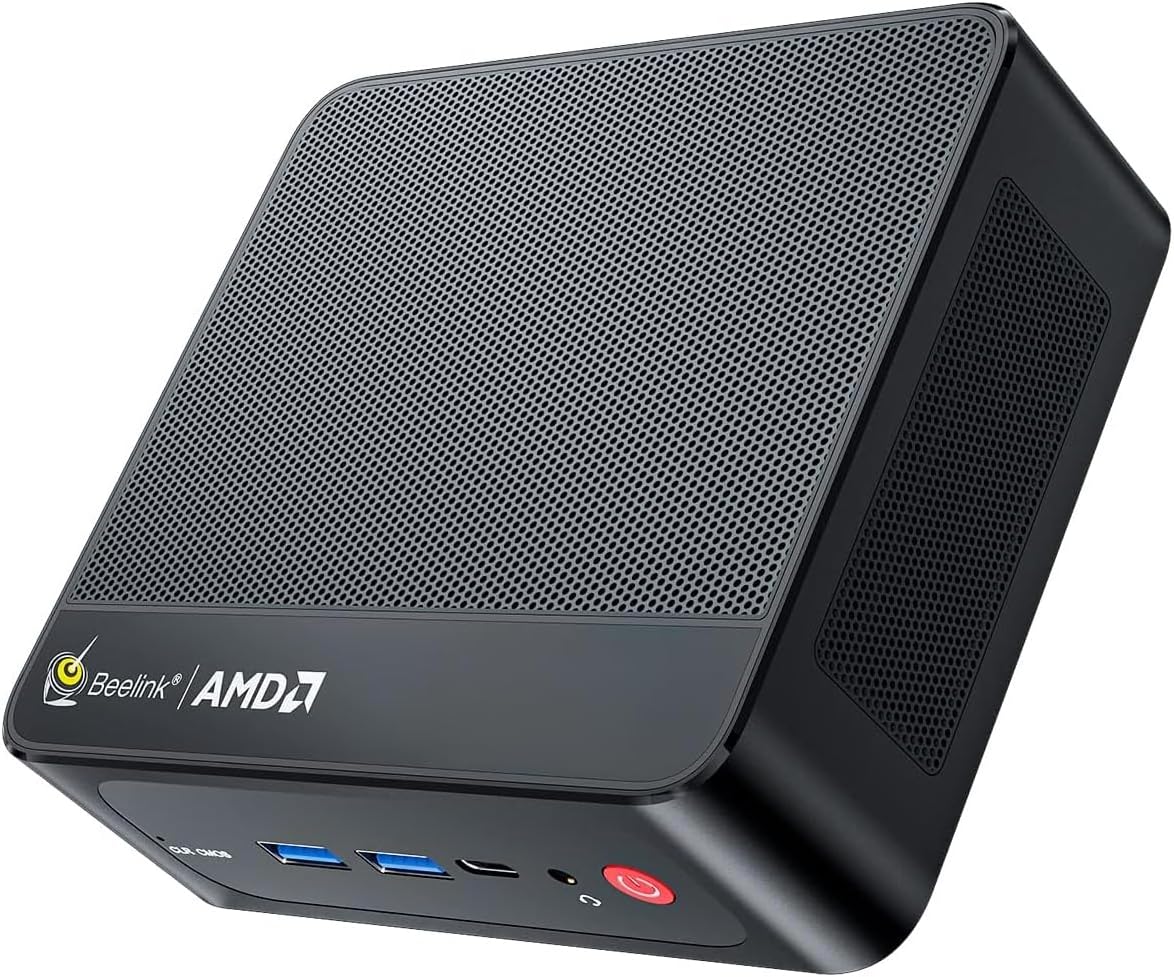 Beelink SER5 Mini PC, AMD Ryzen 7 7735HS(up to 4.75GHz) 8C/16T, Mini Computer 24GB LPDDR5 RAM 1TB NVMe PCIe 4.0 SSD, Mini Desktop Computer 4K Triple Screen Display WiFi6/BT5.2/WOL/W-11 Pro
