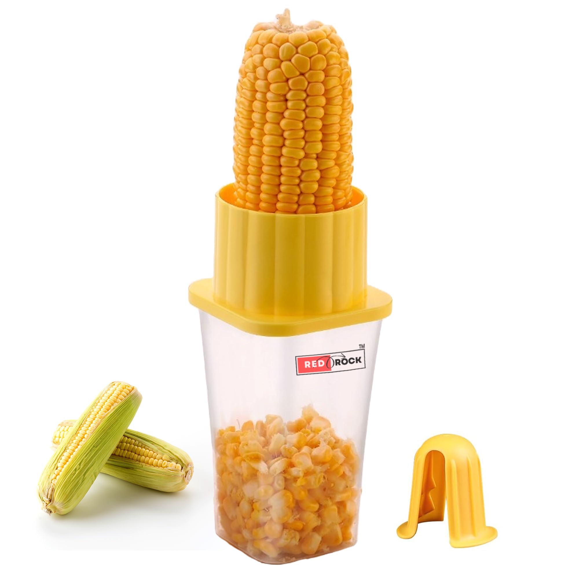 REDROCK - Premium Corn Stripper with Container & Gripper | Plastic Corn Seeds Kernels Remover, Cutter, Peeler for Kitchen Use (Stainless Steel Blade, Unbreakable) (Multicolor, Pack of 1) (B0CMP3J321) Amazon Price History, Amazon Price Tracker