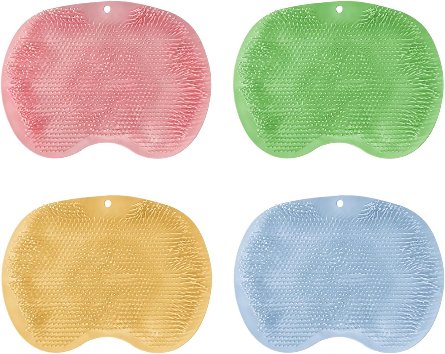 4-Pack Non-Slip Silicone Bath & Shower Scrubbing Mats with Suction Cups Back Scrubbing and Foot Exfoliation Dual-Use Shower Mats– Assorted Colors-image-29