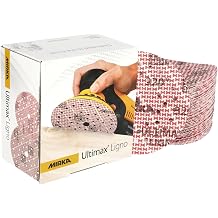 Mirka Ultimax Ligno Sanding Discs 5-Inch - Grit 220 - Hook and Loop Sandpaper for Orbital Sanders, Suitable for Softwood & Hardwood, Abrasive Pads for Woodworking - 100 Pack