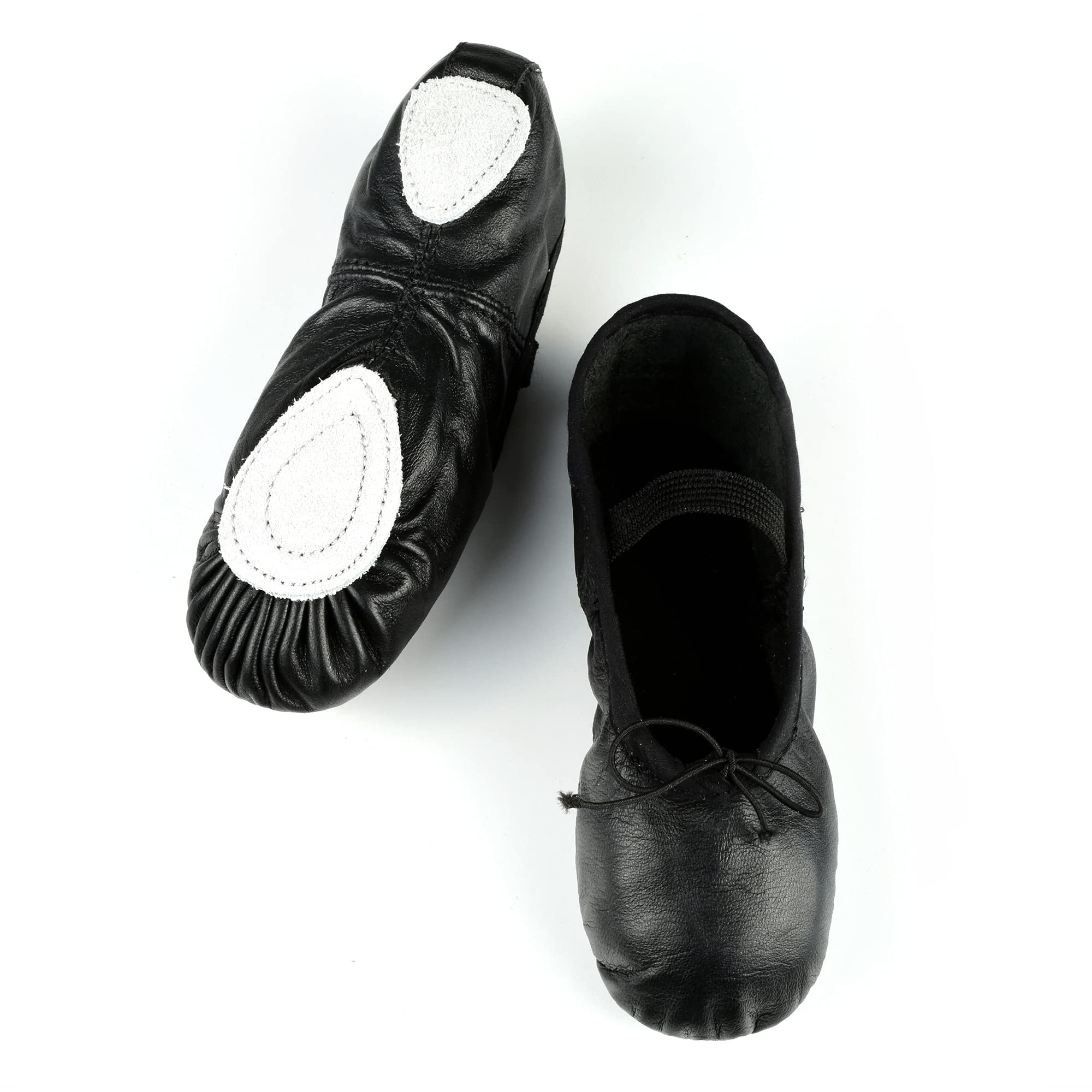 DANCEFIELD | Zapatillas de Ballet | Zapatillas para Danza de Piel con Suela Separada | Variedad de Tallas para Damas y Niñas - Colores Negro o Rosa | Zapatos para Niña y Adultos | Calidad Premium - 24.0 cm - Negro