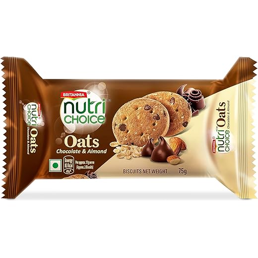 Britannia Oats Cookies - Choco Almond 75g