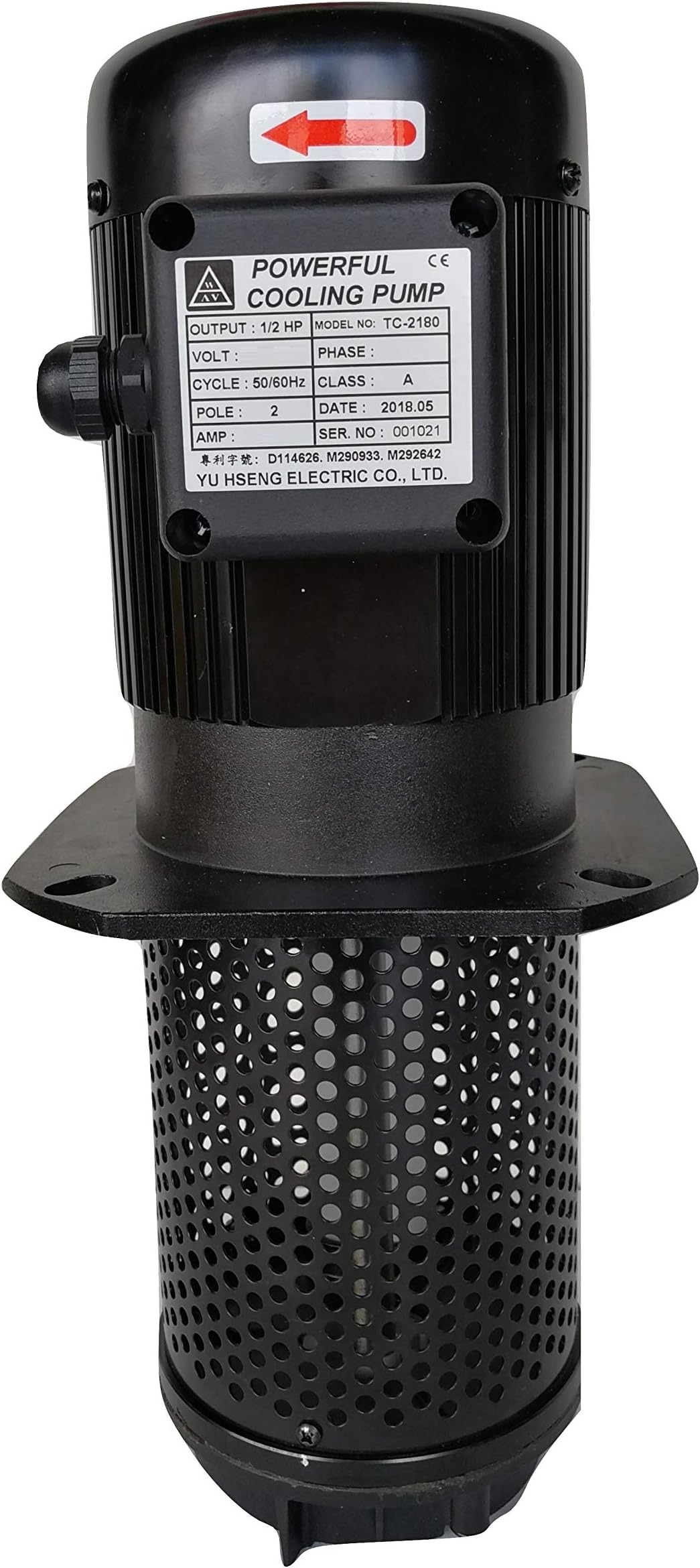 1/2 HP Coolant Pump for CNC Lathe Machine Tool Circulation, Immersion Length 180mm (7"), NPT 1" thread, Single 1 Phase 120/240V