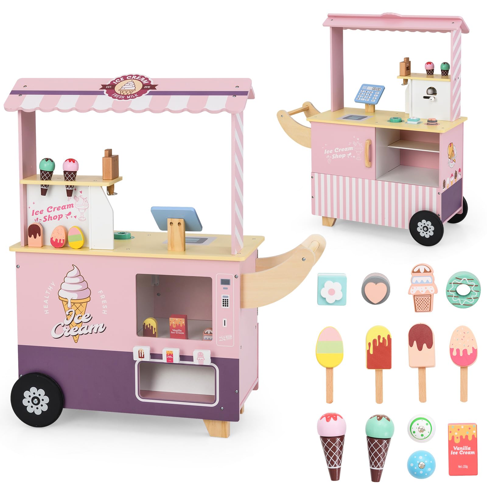 Infans Ice Cream Cart Grocery Store Marketplace Toy Market Stand