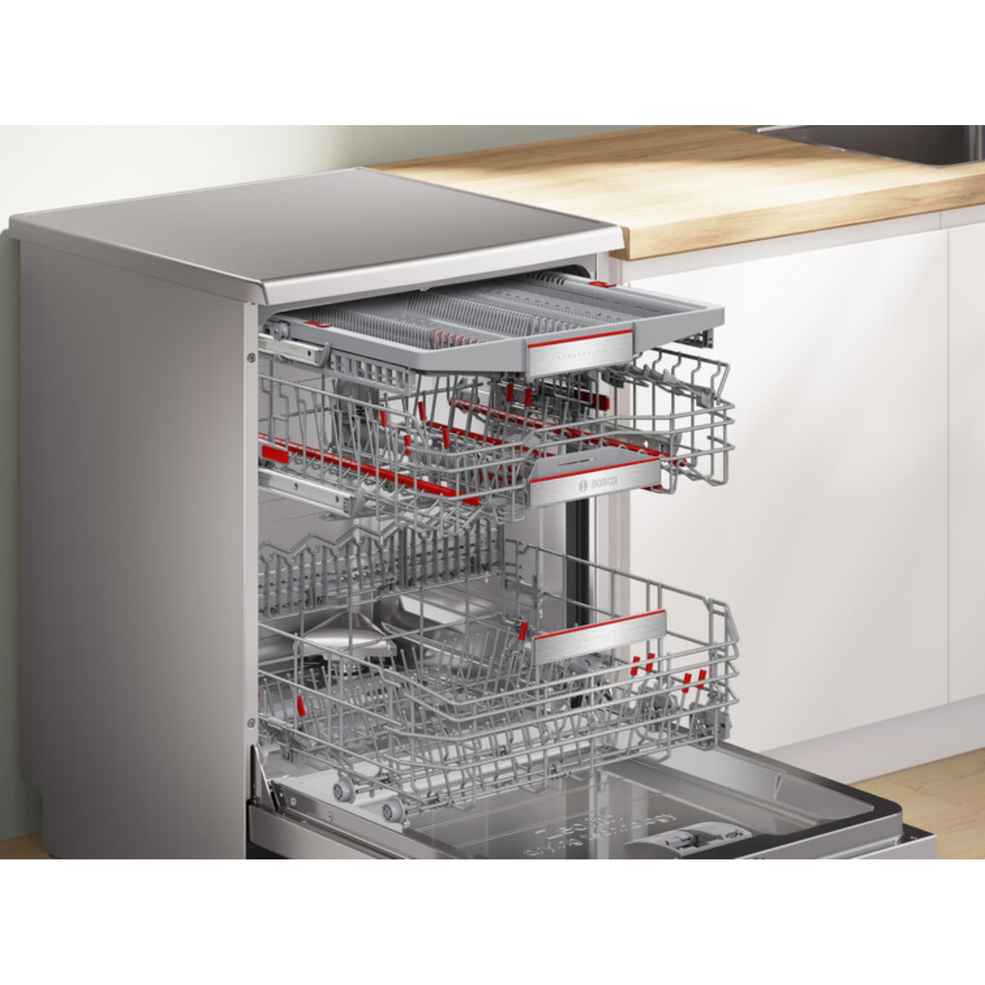 Bosch, Lavavajillas, Serie 8, Home Connect, PerfectDry, Acero, SMS8TCI04E | Controla el lavavajillas desde la app y consigue secar hasta el plástico gracias a las Zeolitas.