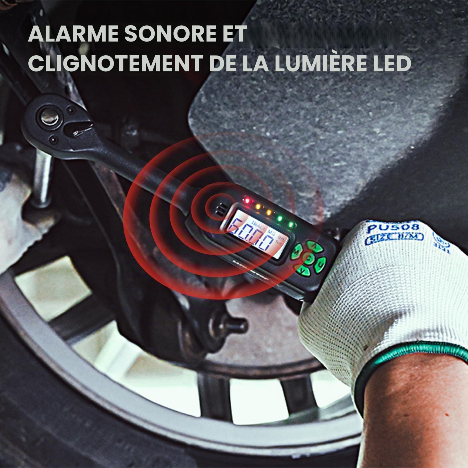 Cle Dynamometrique Electronique 1/2",6,8-135N.m,Clé Dynamométrique Numérique pour Vélo & Moto,Clé à Cliquet Douille,avec Buzzer et Notification Flash LED