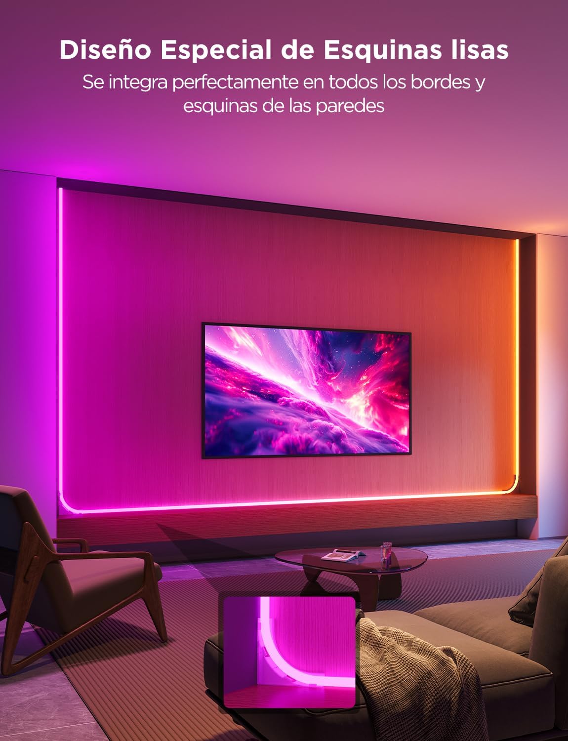 Govee Neon Tira LED para Cenefa, 3M RGBIC Luces LED de Luz para Líneas | Compatible con Matter, Sinc de Música, Cortable, para Sala de estar, Sala de Juegos, Dormitorio, Corredor